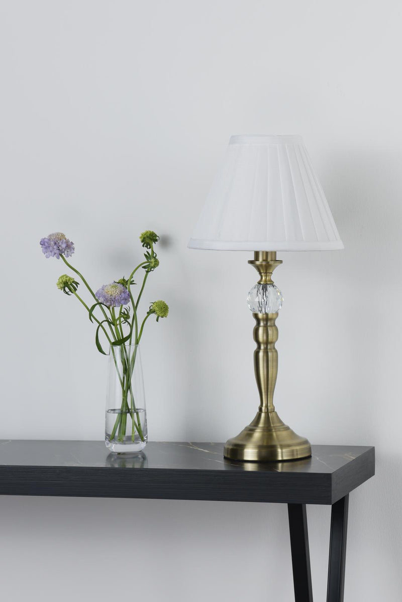 Dar Lighting Beau Touch Table Lamp Antique Brass With Shade • BEA4075