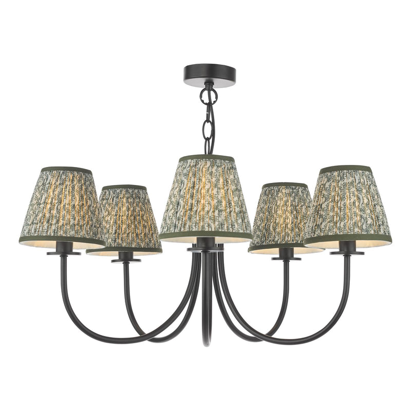 Dar Lighting Becca 5 Light Pendant Matt Black With Shade • BEC0522-EST2624