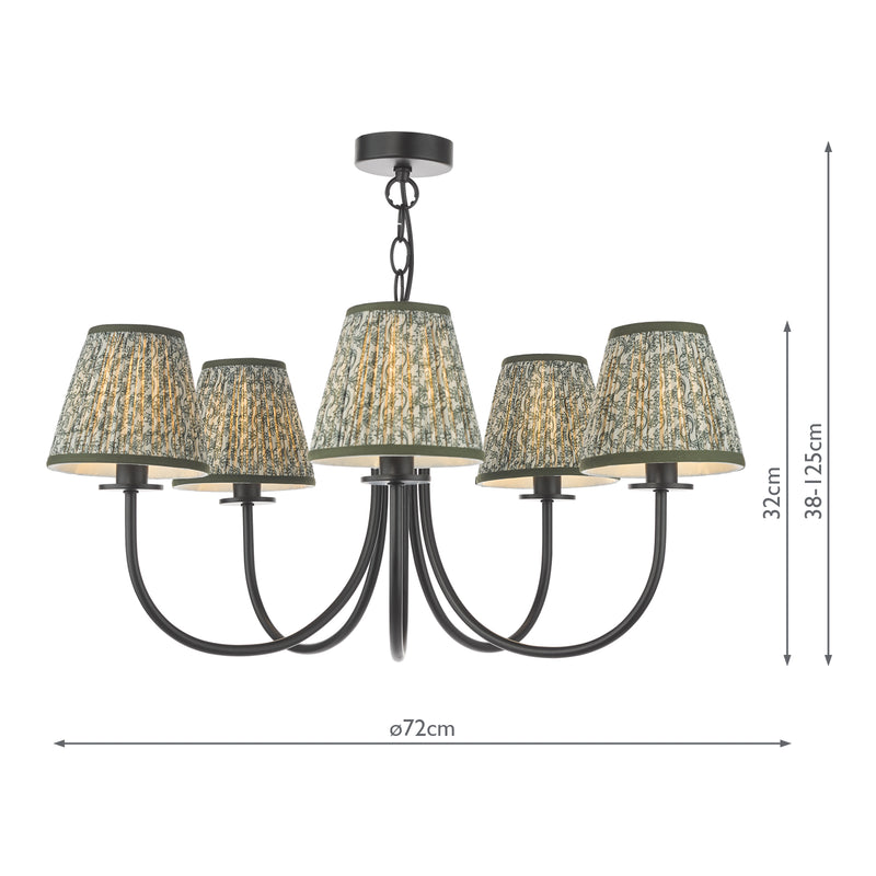 Dar Lighting Becca 5 Light Pendant Matt Black With Shade • BEC0522-EST2624