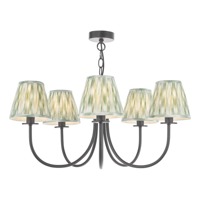 Dar Lighting Becca 5 Light Pendant Matt Black With Shade • BEC0522-IKA2624
