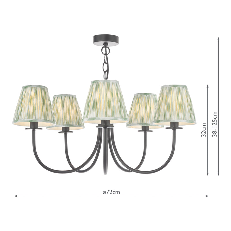 Dar Lighting Becca 5 Light Pendant Matt Black With Shade • BEC0522-IKA2624