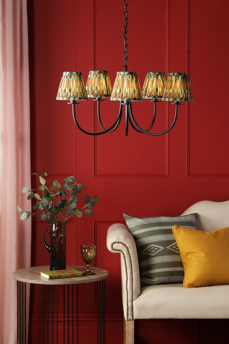 Dar Lighting Becca 5 Light Pendant Matt Black With Shade • BEC0522-IKA2625