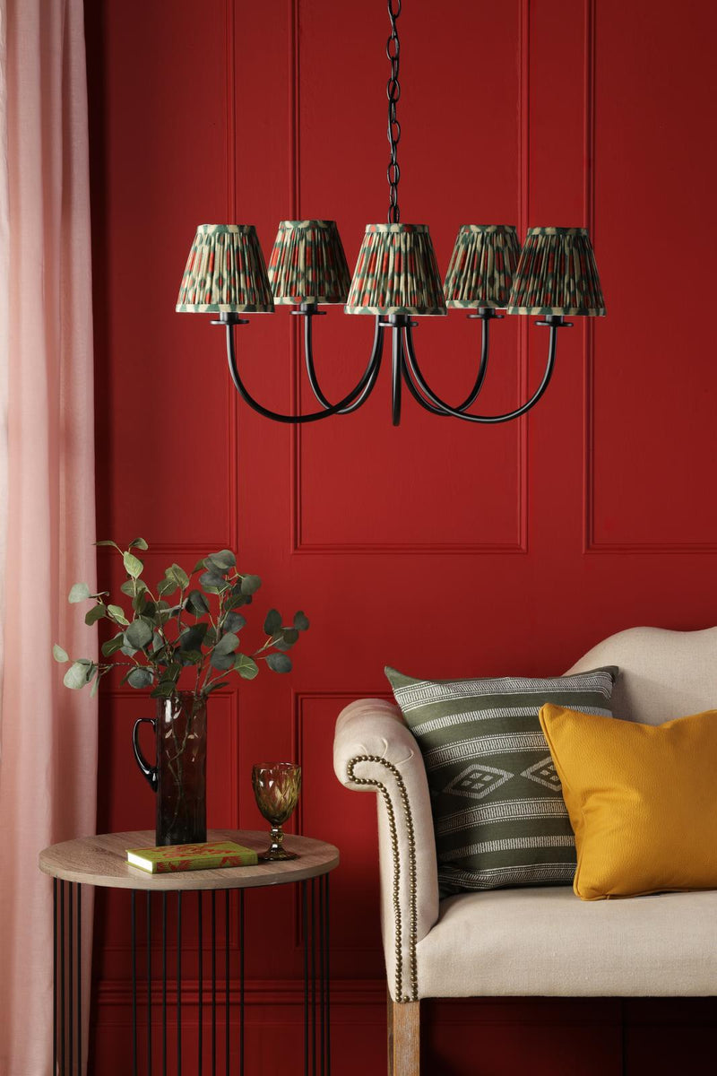 Dar Lighting Becca 5 Light Pendant Matt Black With Shade • BEC0522-IKA2625