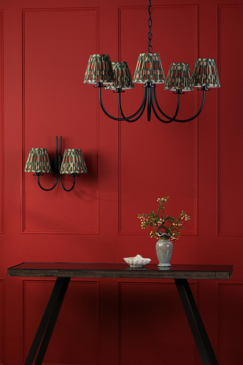 Dar Lighting Becca 5 Light Pendant Matt Black With Shade • BEC0522-IKA2625