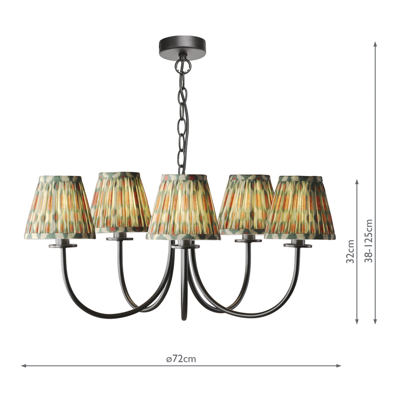 Dar Lighting Becca 5 Light Pendant Matt Black With Shade • BEC0522-IKA2625