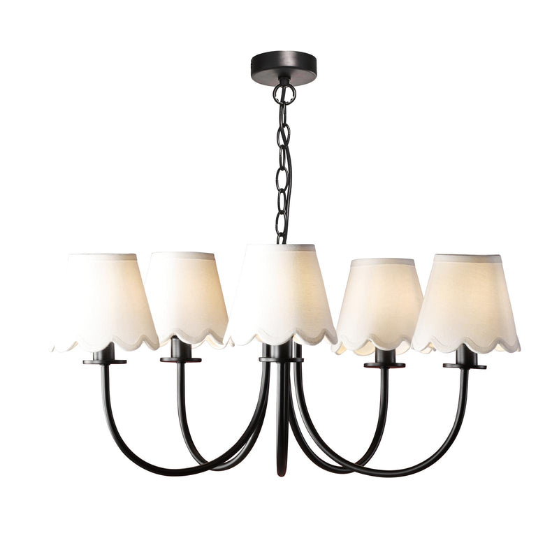 Dar Lighting Becca 5 Light Pendant Matt Black With Shade • BEC0522-NER262
