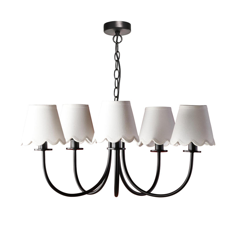 Dar Lighting Becca 5 Light Pendant Matt Black With Shade • BEC0522-NER262