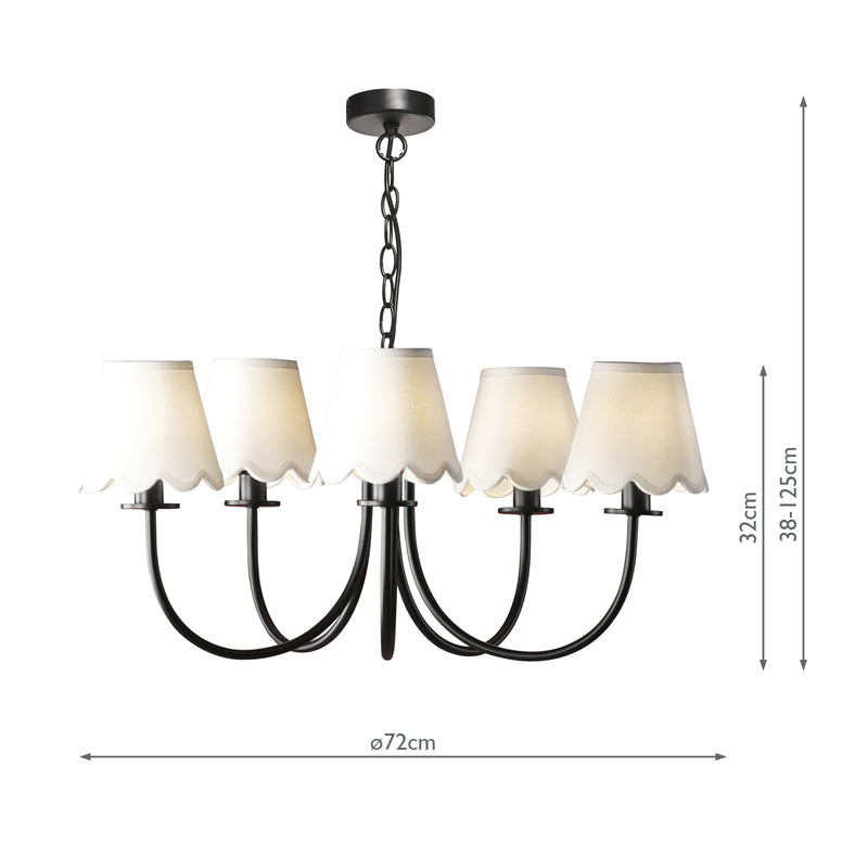 Dar Lighting Becca 5 Light Pendant Matt Black With Shade • BEC0522-NER262