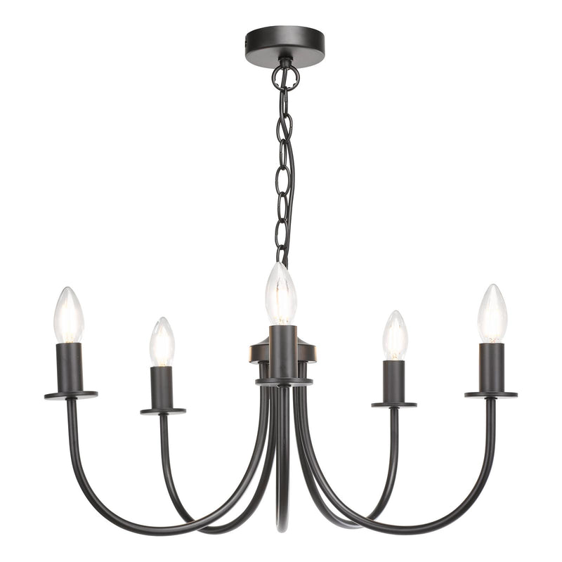 Dar Lighting Becca 5 Light Pendant Matt Black Fitting Only • BEC0522