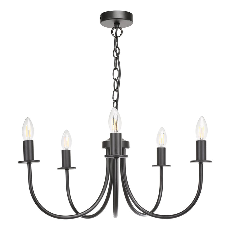 Dar Lighting Becca 5 Light Pendant Matt Black Fitting Only • BEC0522