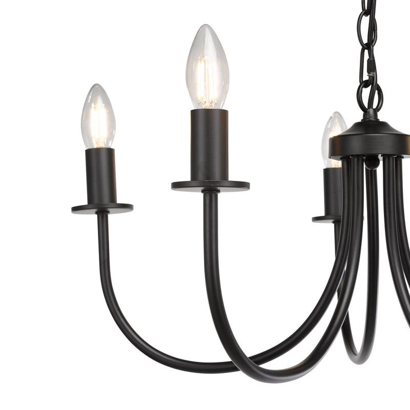 Dar Lighting Becca 5 Light Pendant Matt Black Fitting Only • BEC0522