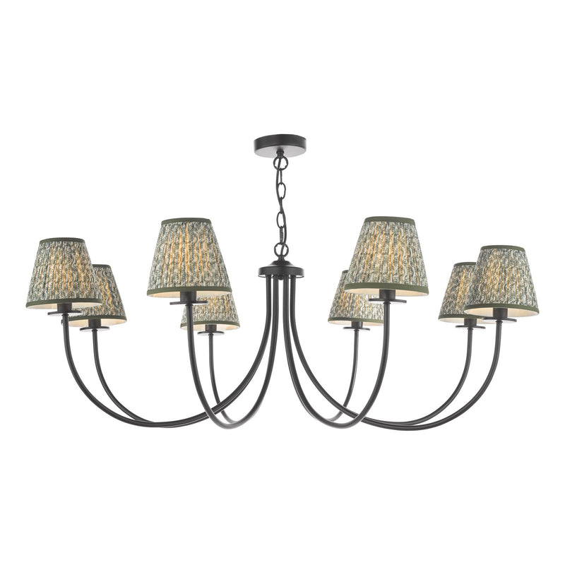Dar Lighting Becca 8 Light Pendant Matt Black With Shade • BEC0822-EST2624