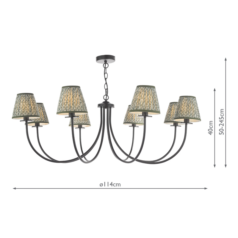 Dar Lighting Becca 8 Light Pendant Matt Black With Shade • BEC0822-EST2624