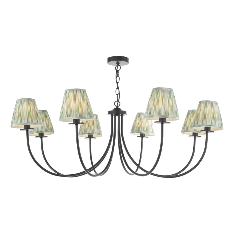 Dar Lighting Becca 8 Light Pendant Matt Black With Shade • BEC0822-IKA2624