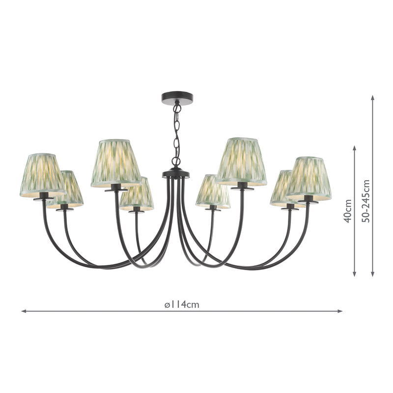 Dar Lighting Becca 8 Light Pendant Matt Black With Shade • BEC0822-IKA2624