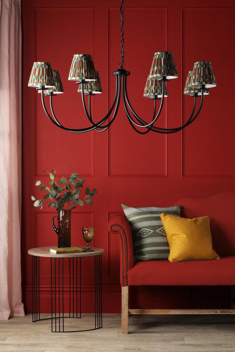 Dar Lighting Becca 8 Light Pendant Matt Black With Shade • BEC0822-IKA2625