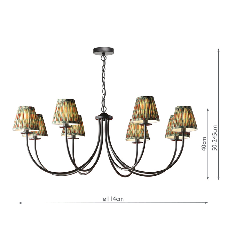Dar Lighting Becca 8 Light Pendant Matt Black With Shade • BEC0822-IKA2625