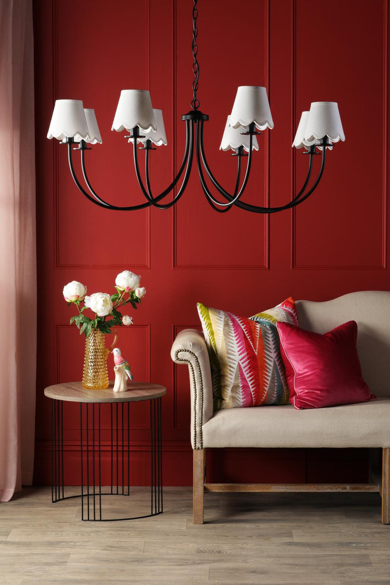 Dar Lighting Becca 8 Light Pendant Matt Black With Shade • BEC0822-NER262