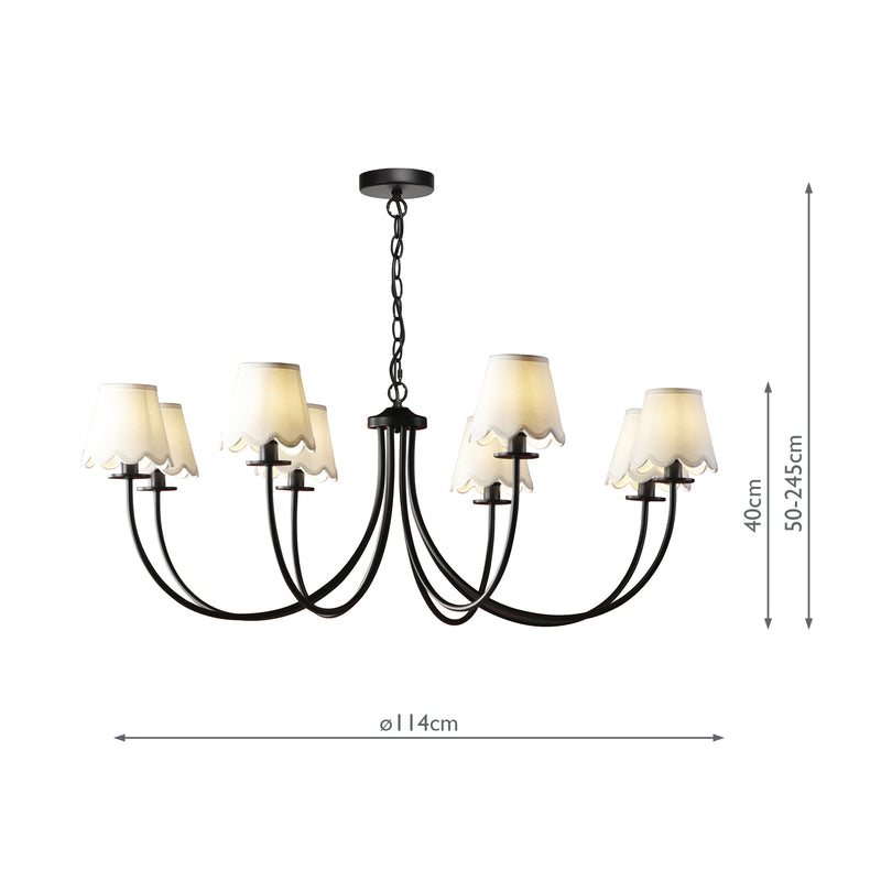 Dar Lighting Becca 8 Light Pendant Matt Black With Shade • BEC0822-NER262