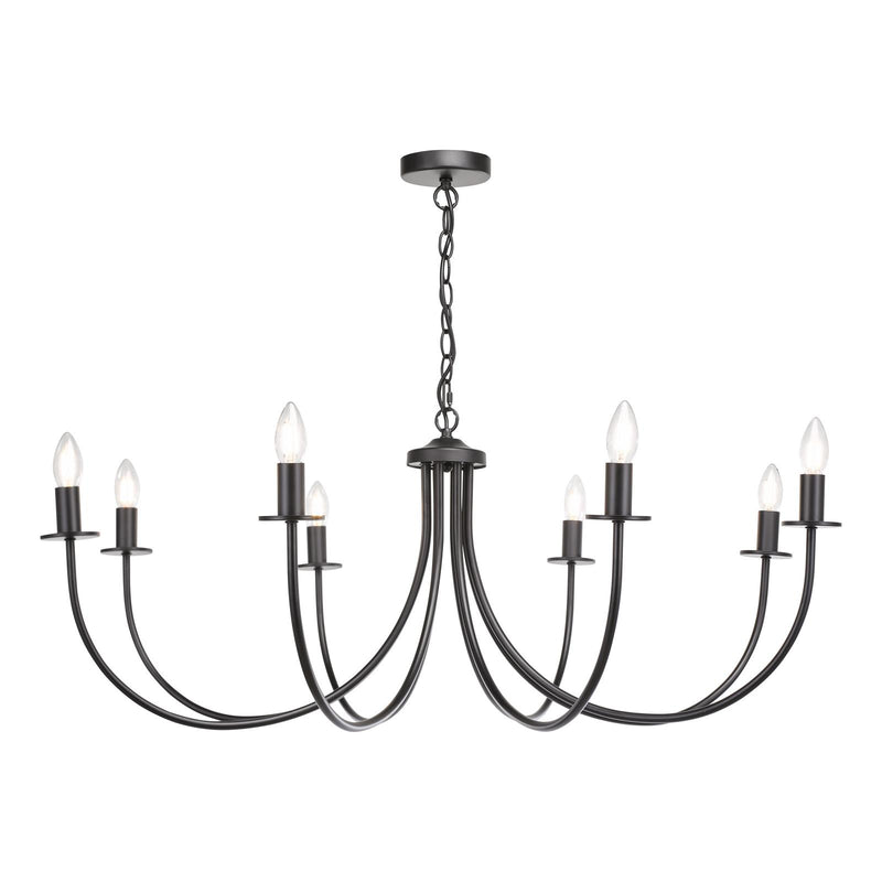 Dar Lighting Becca 8 Light Pendant Matt Black Fitting Only • BEC0822