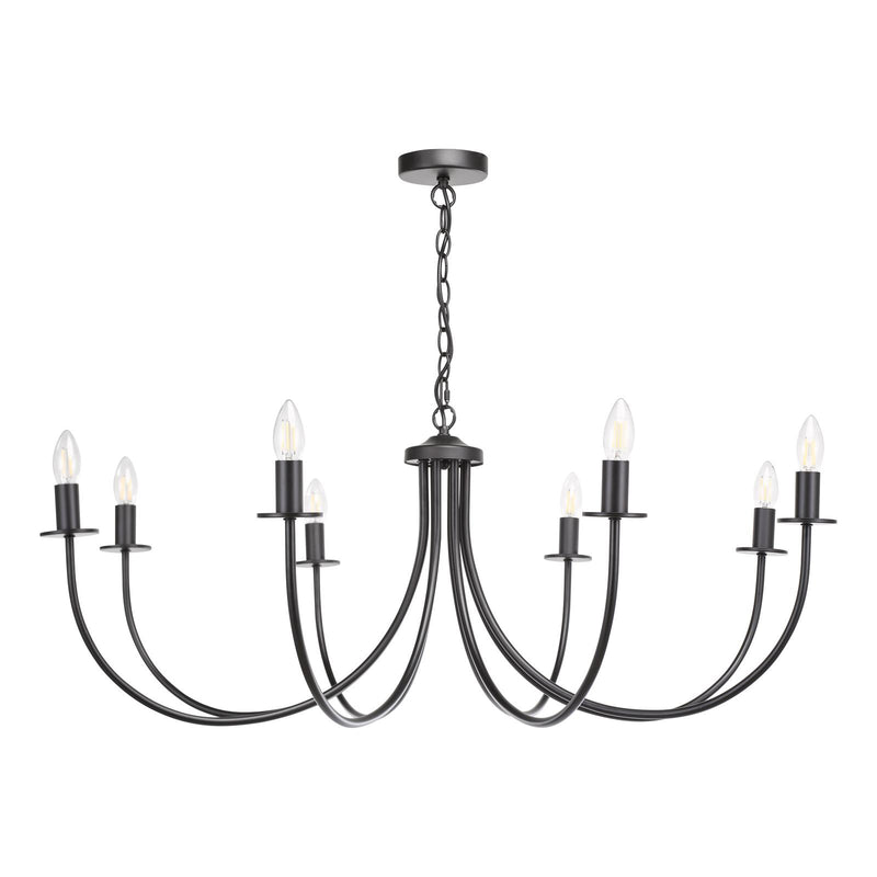 Dar Lighting Becca 8 Light Pendant Matt Black Fitting Only • BEC0822