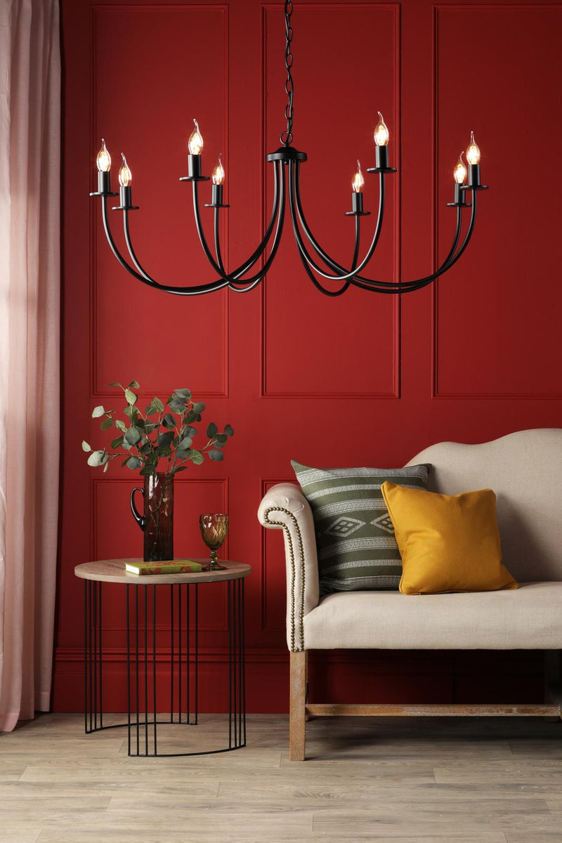 Dar Lighting Becca 8 Light Pendant Matt Black Fitting Only • BEC0822