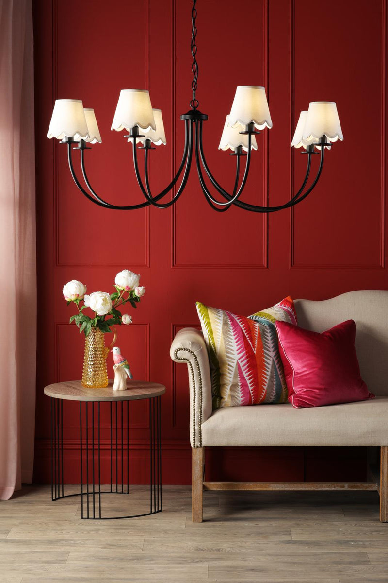 Dar Lighting Becca 8 Light Pendant Matt Black Fitting Only • BEC0822