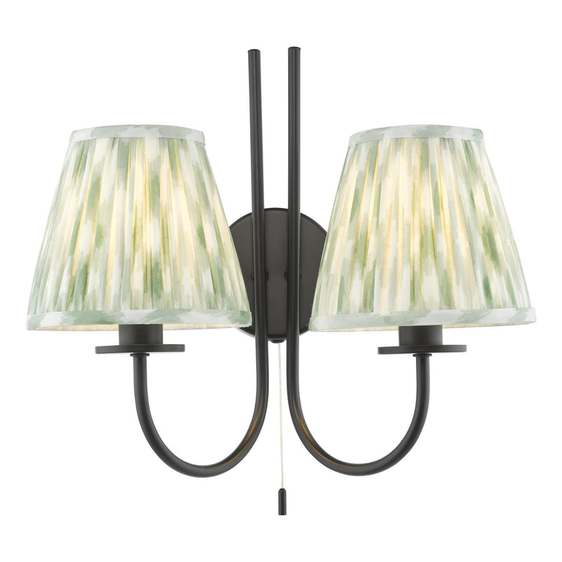 Dar Lighting Becca 2 Light Wall Light Matt Black With Shade • BEC0922-IKA2624