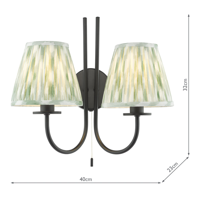 Dar Lighting Becca 2 Light Wall Light Matt Black With Shade • BEC0922-IKA2624