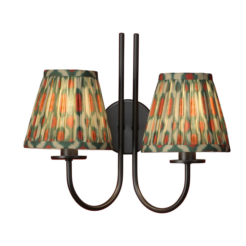 Dar Lighting Becca 2 Light Wall Light Matt Black With Shade • BEC0922-IKA2625