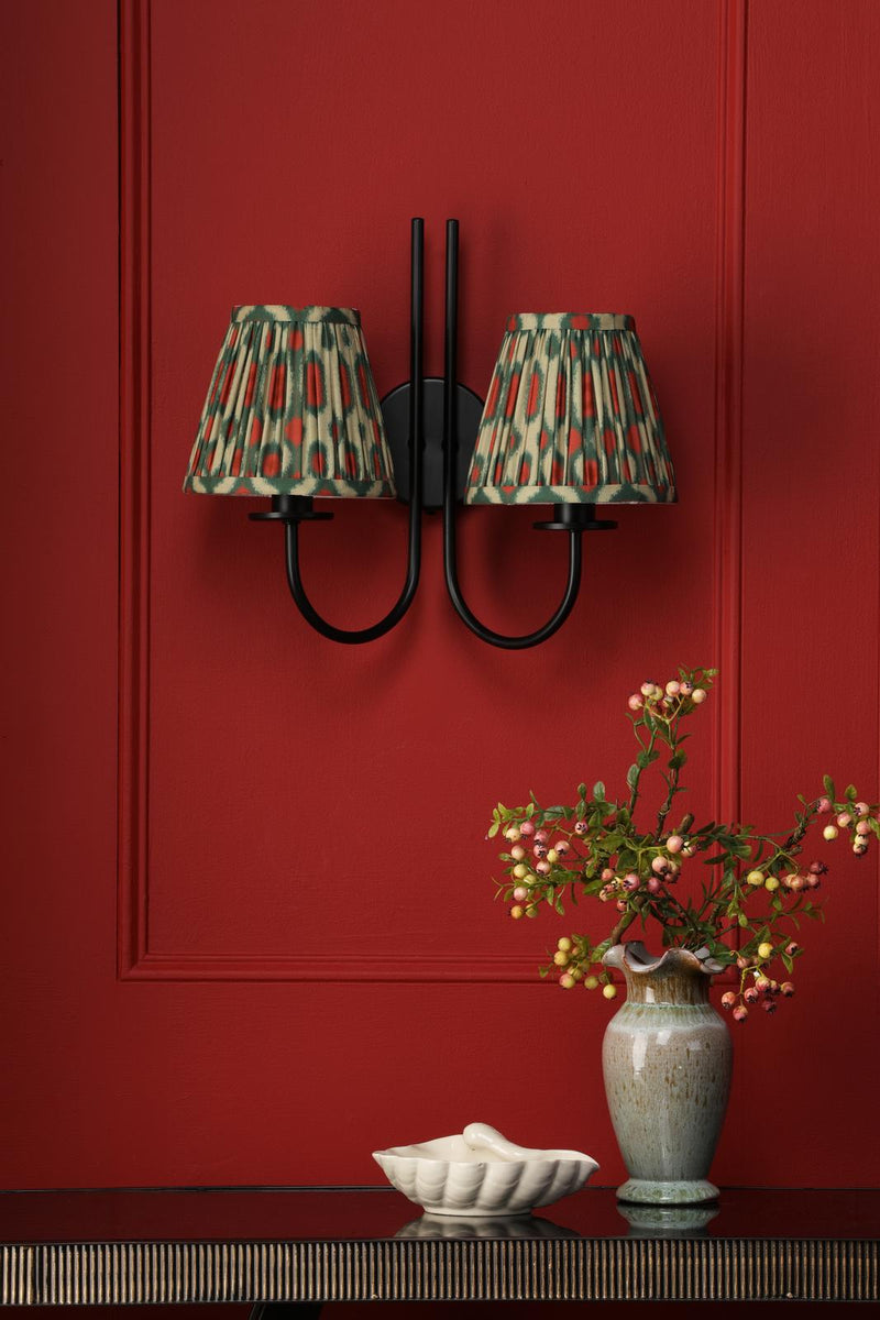 Dar Lighting Becca 2 Light Wall Light Matt Black With Shade • BEC0922-IKA2625
