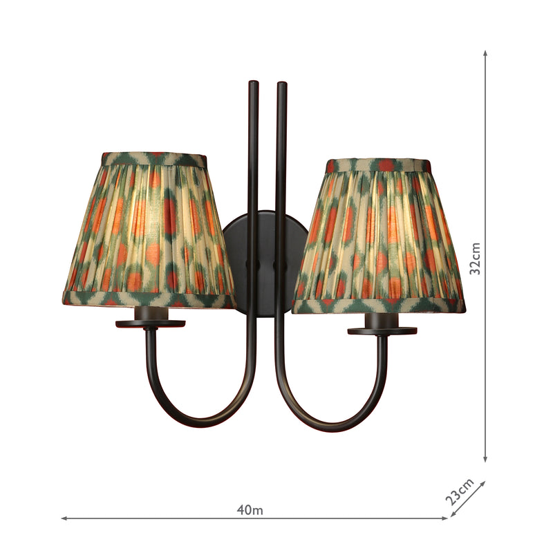 Dar Lighting Becca 2 Light Wall Light Matt Black With Shade • BEC0922-IKA2625