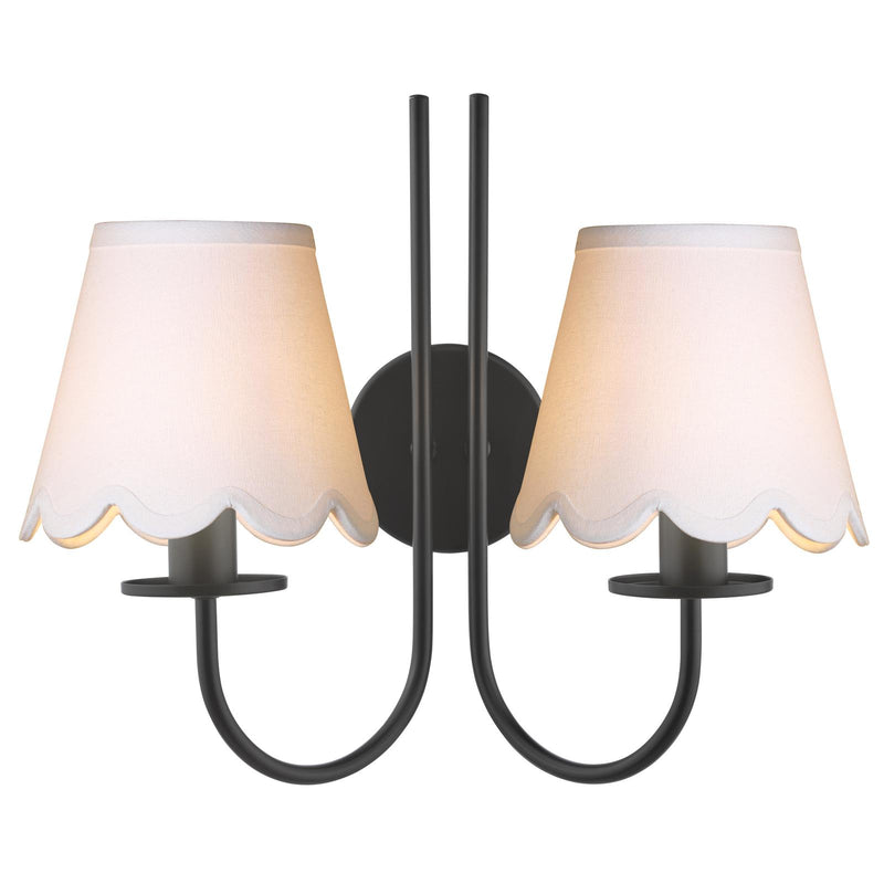 Dar Lighting Becca 2 Light Wall Light Matt Black With Shade • BEC0922-NER262