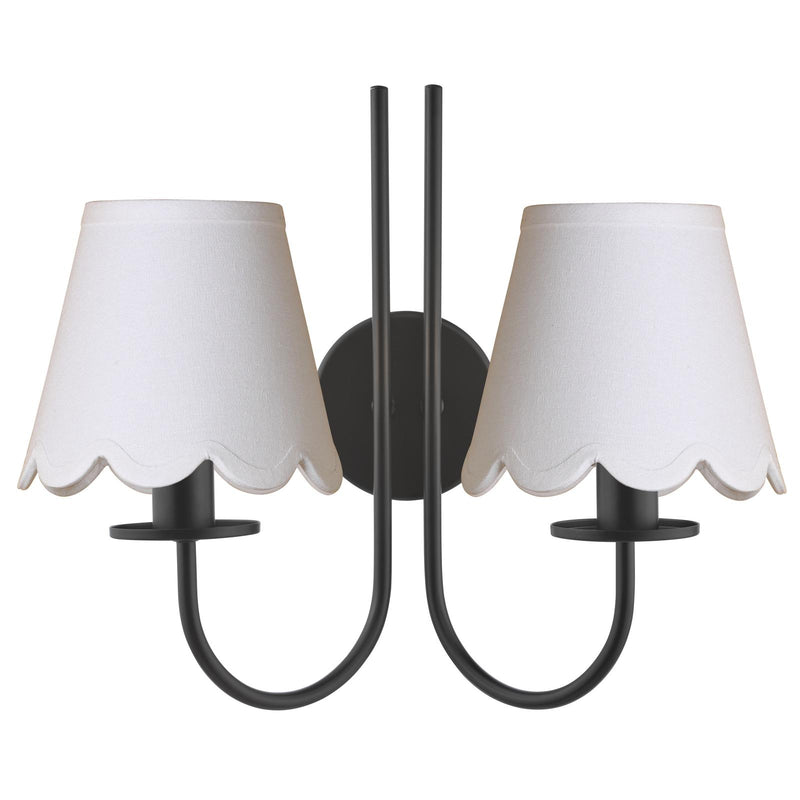 Dar Lighting Becca 2 Light Wall Light Matt Black With Shade • BEC0922-NER262