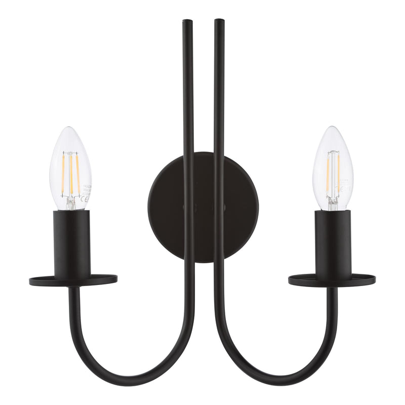Dar Lighting Becca 2 Light Wall Light Matt Black Bracket Only • BEC0922