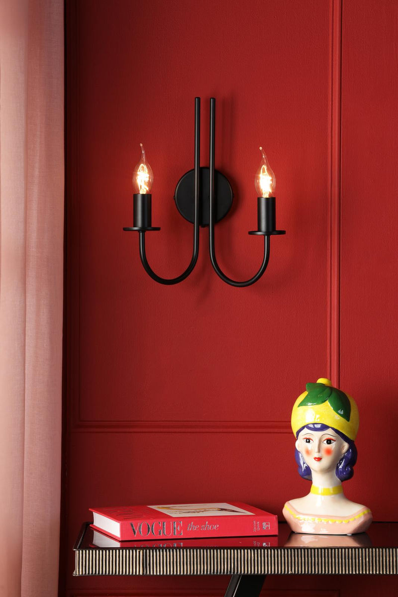Dar Lighting Becca 2 Light Wall Light Matt Black Bracket Only • BEC0922