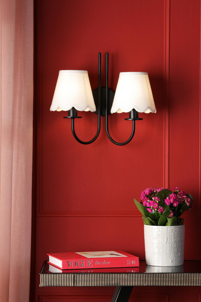 Dar Lighting Becca 2 Light Wall Light Matt Black Bracket Only • BEC0922
