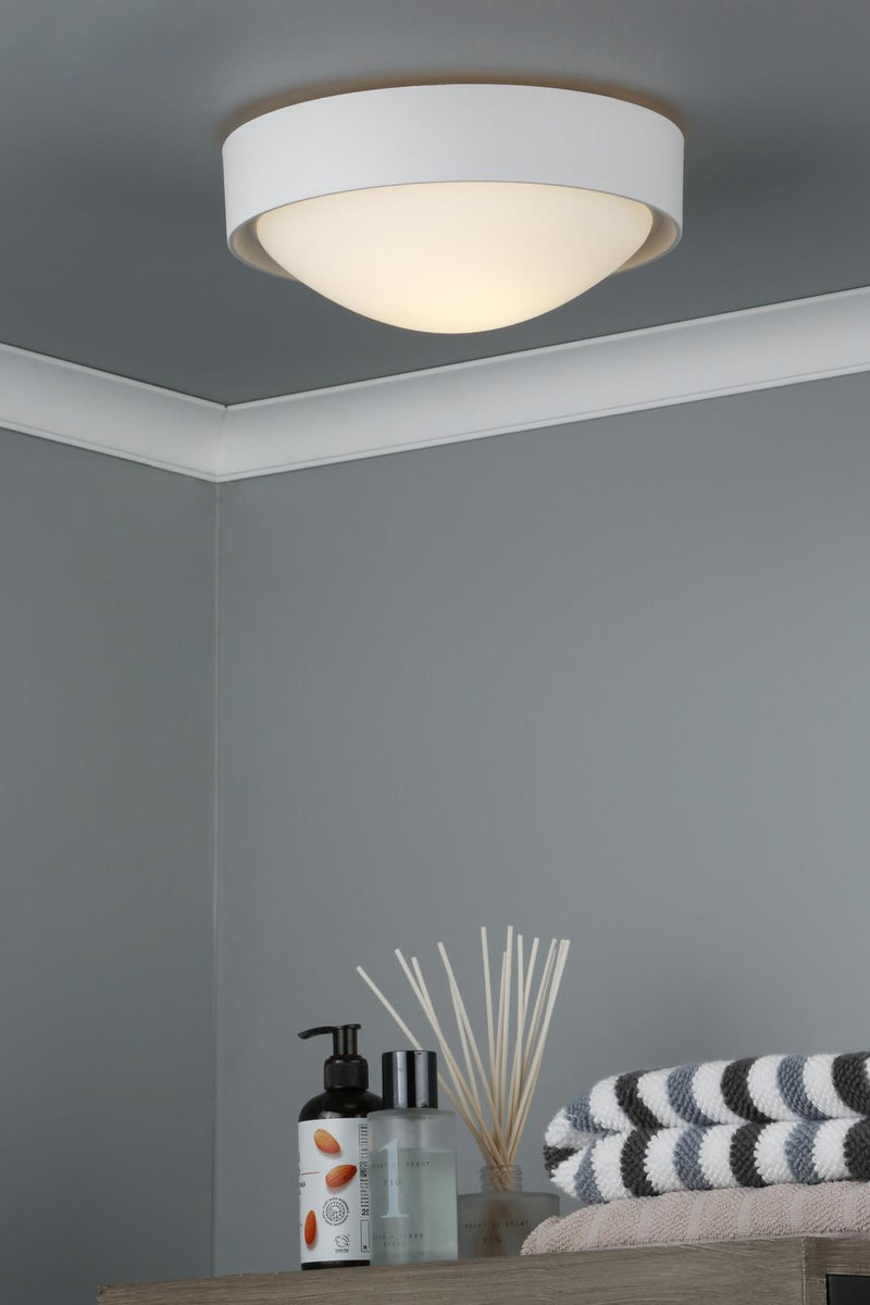 Dar Lighting Beta Bathroom Flush Cream & Opal Glass IP44 • BET52
