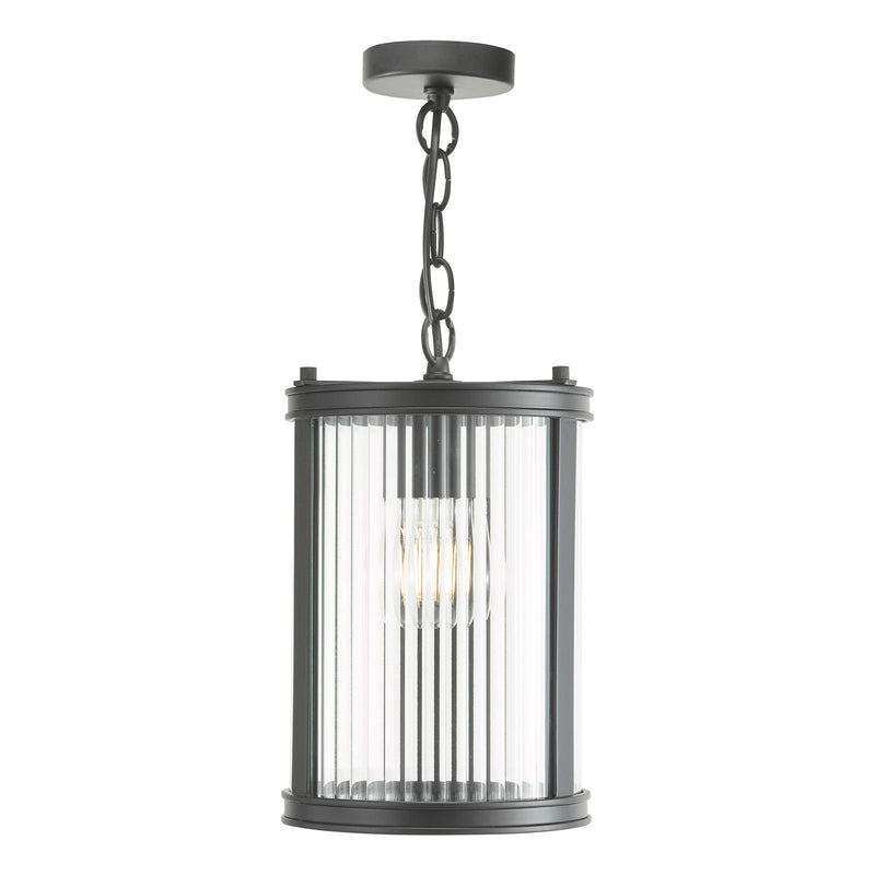 Dar Lighting Bianka Pendant Matt Black and Ribbed Glass • BIA0122