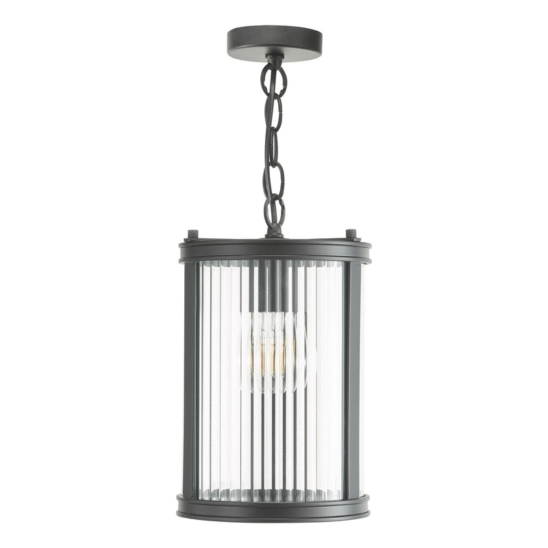 Dar Lighting Bianka Pendant Matt Black and Ribbed Glass • BIA0122