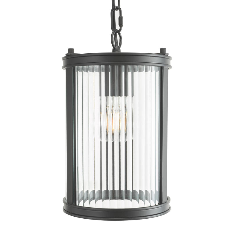 Dar Lighting Bianka Pendant Matt Black and Ribbed Glass • BIA0122