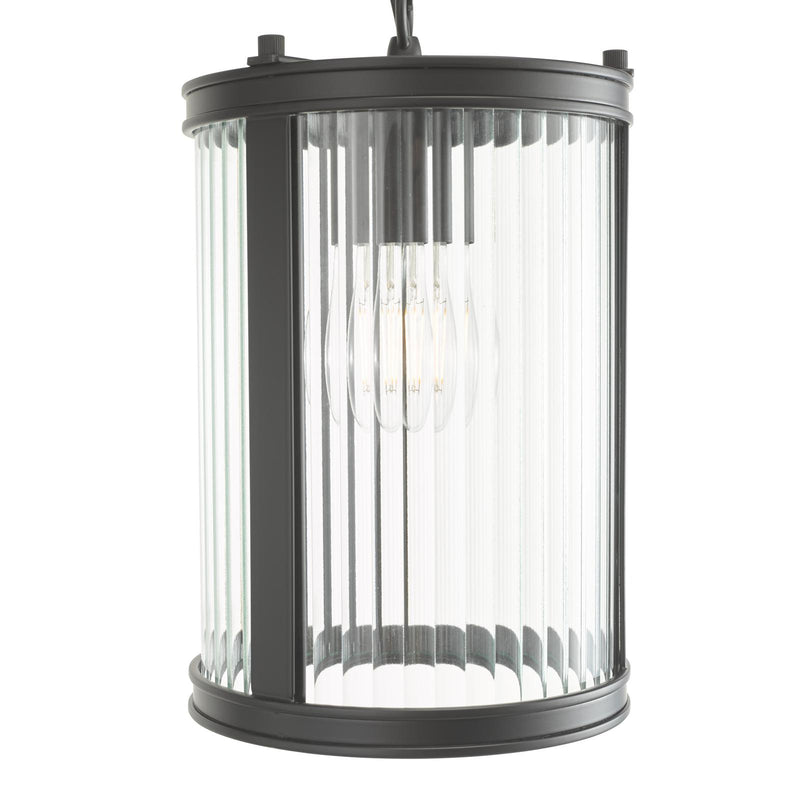 Dar Lighting Bianka Pendant Matt Black and Ribbed Glass • BIA0122