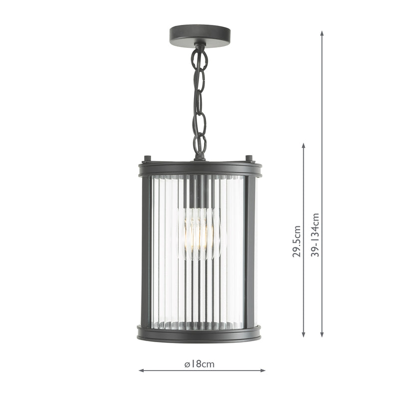 Dar Lighting Bianka Pendant Matt Black and Ribbed Glass • BIA0122