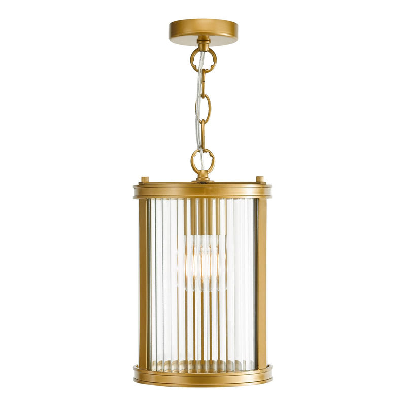 Dar Lighting Bianka Pendant Satin Bronze and Ribbed Glass • BIA0163