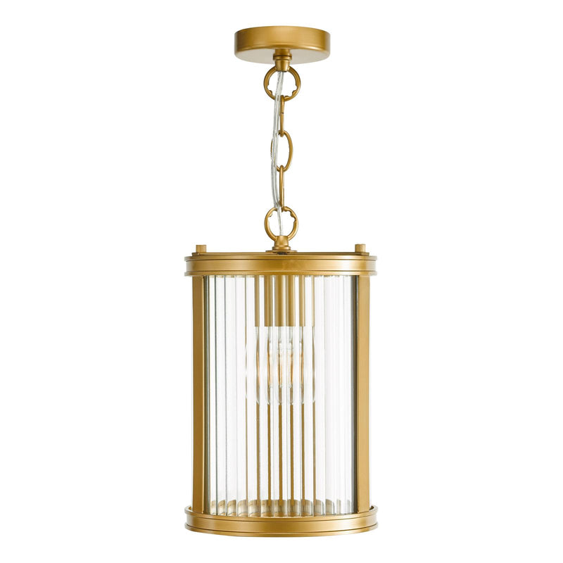 Dar Lighting Bianka Pendant Satin Bronze and Ribbed Glass • BIA0163