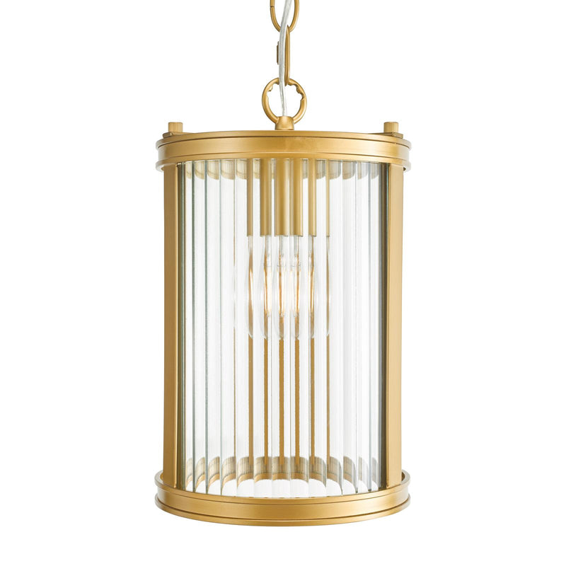 Dar Lighting Bianka Pendant Satin Bronze and Ribbed Glass • BIA0163
