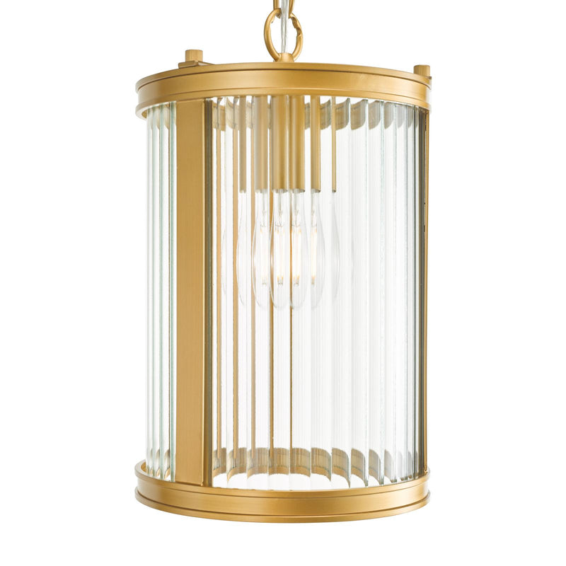 Dar Lighting Bianka Pendant Satin Bronze and Ribbed Glass • BIA0163