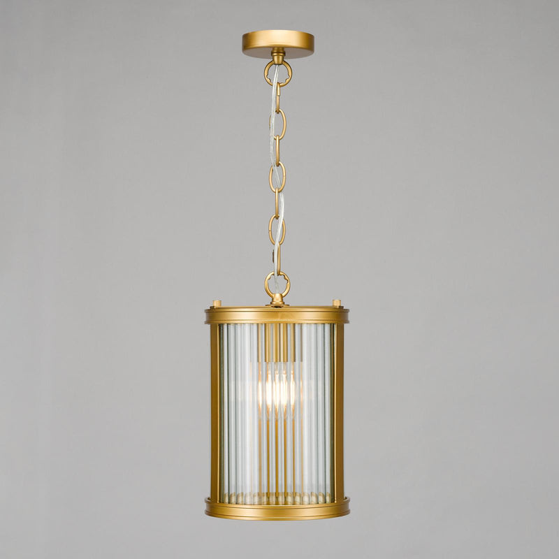 Dar Lighting Bianka Pendant Satin Bronze and Ribbed Glass • BIA0163