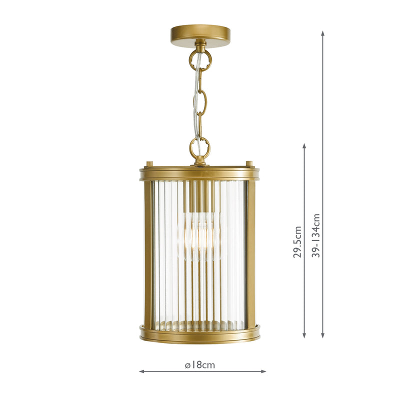 Dar Lighting Bianka Pendant Satin Bronze and Ribbed Glass • BIA0163