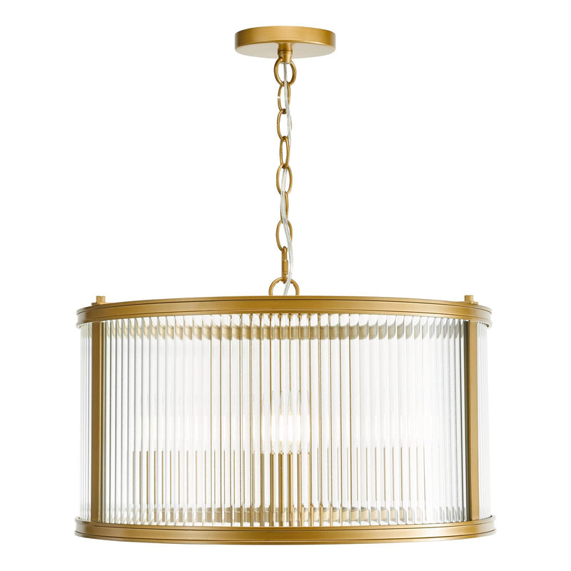 Dar Lighting Bianka 3 Light Pendant Satin Bronze and Ribbed Glass • BIA0363